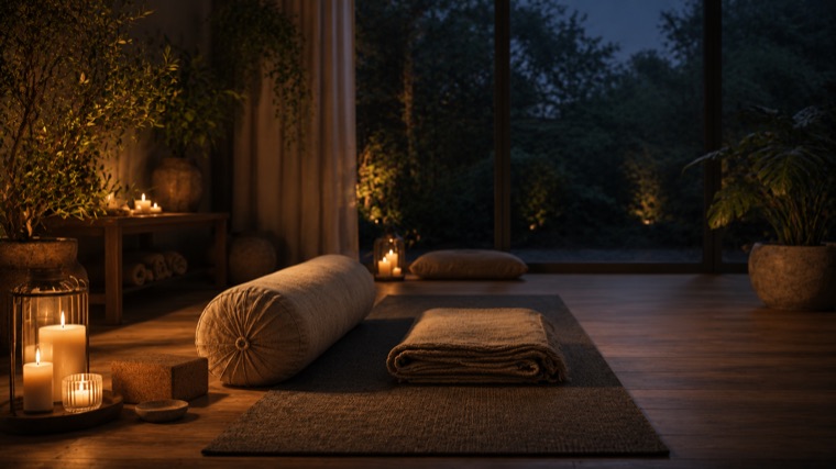 Quiet yoga floor sequence visual by Zenora